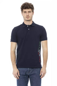 Thumbnail for Chic Short Sleeve Blue Polo Embroidery Detail