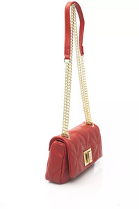 Thumbnail for Chic Red Leather Shoulder Flap Bag with Golden Accents