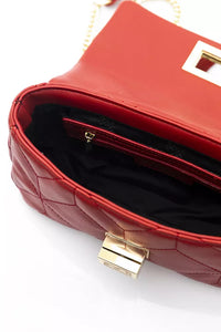 Thumbnail for Chic Red Leather Shoulder Flap Bag with Golden Accents