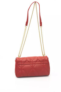 Thumbnail for Chic Red Leather Shoulder Flap Bag with Golden Accents