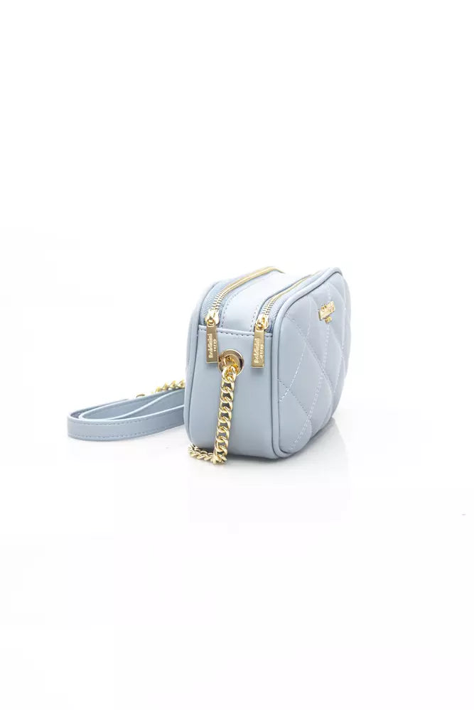 Elegant Light Blue Shoulder Bag with Golden Accents