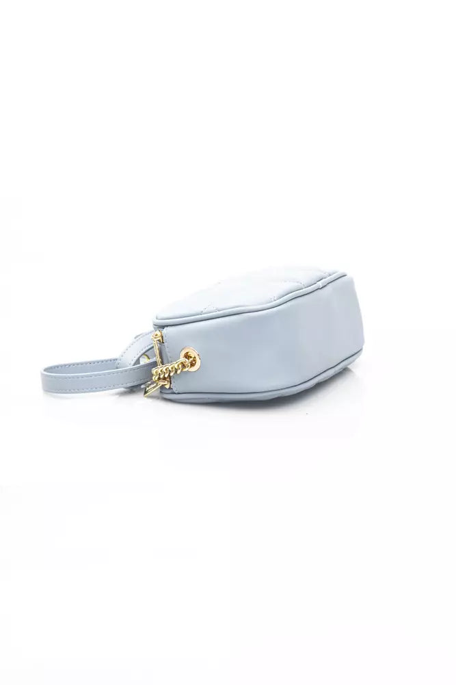 Elegant Light Blue Shoulder Bag with Golden Accents