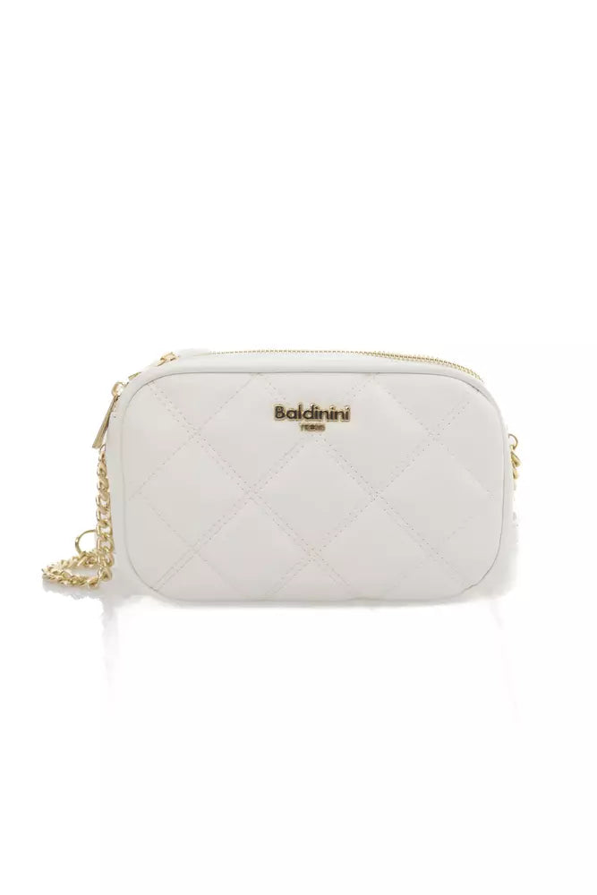 Elegant White Double Compartment Shoulder Bag