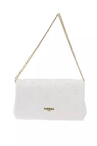 Thumbnail for Elegant White Leather Shoulder Bag with Golden Accents