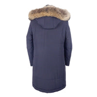 Thumbnail for Elegant Blue Italian Wool-Blend Men's Raincoat