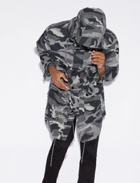 Thumbnail for Camouflage Grey Hooded Trench Revolution