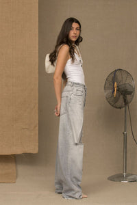 Thumbnail for Elegant Gray Cotton Denim - Boutique Chic