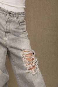 Thumbnail for Elegance in Denim: Chic Grey Cotton Jeans