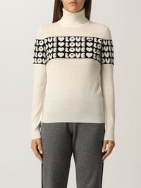 Thumbnail for Chic Contrast Logo Turtleneck Sweater