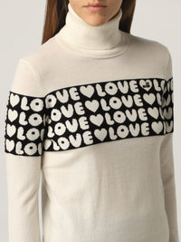 Thumbnail for Chic Contrast Logo Turtleneck Sweater
