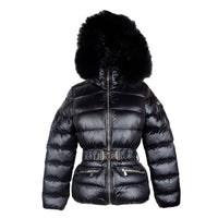 Thumbnail for Elegant Black Nylon Jacket with Murmasky Fur