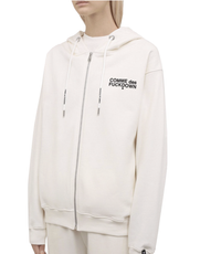 Thumbnail for Elegant White Hooded Sweatshirt with Logo Print