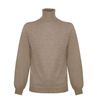 Thumbnail for Beige High Neck Cashmere Sweater