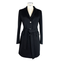 Thumbnail for Elegant Wool Virgin Black Coat for Women