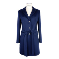 Thumbnail for Elegant Wool Vergine Women's Blue Coat