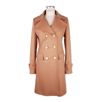 Thumbnail for Elegant Beige Wool Coat with Golden Buttons