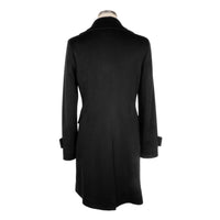 Thumbnail for Elegant Black Woolen Coat with Gold Buttons