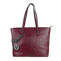 Thumbnail for Eco-Leather Chic Burgundy Shopper with Chain Detail
