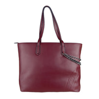 Thumbnail for Eco-Leather Chic Burgundy Shopper with Chain Detail
