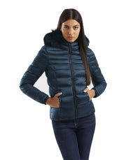 Thumbnail for Chic Padded Down Jacket with Fur Hood