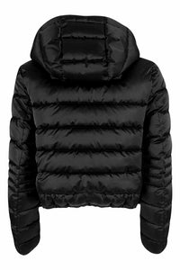 Thumbnail for Chic Hooded Black Jacket with Logo Detail