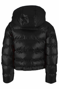 Thumbnail for Chic Black Hooded Jacket with Logo Detail