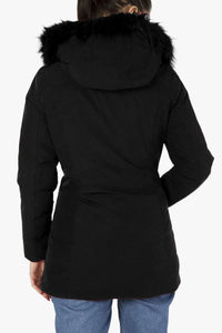 Thumbnail for Chic Hooded Down Jacket with Fur Detail