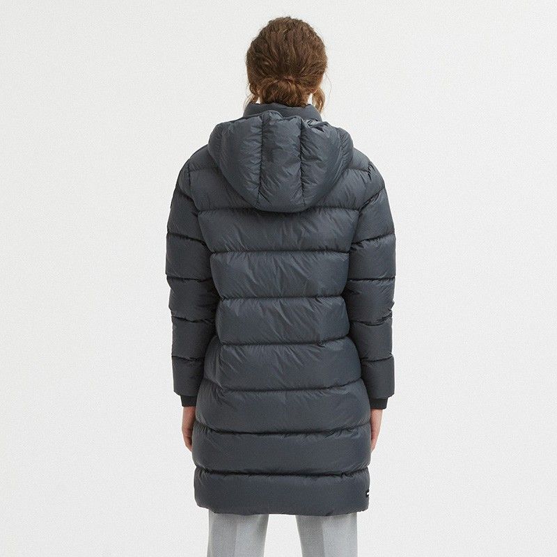 Luxurious Padded Hooded Jacket in Dark Grey