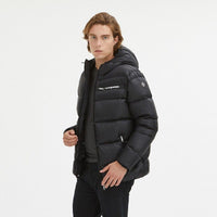 Thumbnail for Sleek Black Goose Down Hooded Jacket