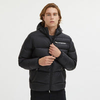 Thumbnail for Sleek Black Goose Down Hooded Jacket