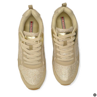 Thumbnail for Beige Metallic Insert Sneakers for Women