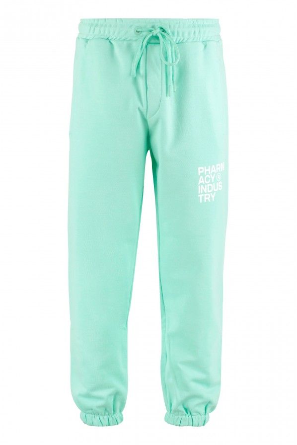 Emerald Cotton Trousers with Logo Detail