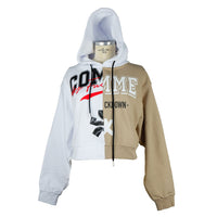 Thumbnail for Chic Two-Tone Graphic Hooded Sweatshirt