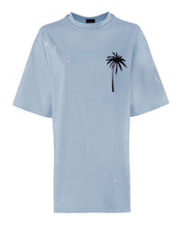 Thumbnail for Elegant Cotton T-Shirt Dress in Light Blue