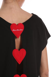 Thumbnail for Chic Black Cotton Tee with Heart Details
