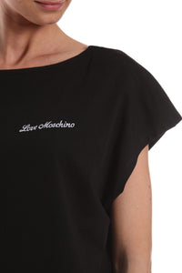 Thumbnail for Chic Black Cotton Tee with Heart Details