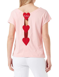 Thumbnail for Chic Pink Logo Tee with Back Heart Details