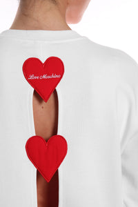 Thumbnail for Embroidered Heart Back Slit Cotton Sweater