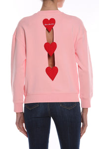 Thumbnail for Chic Hearts Back Slit Crewneck Sweatshirt