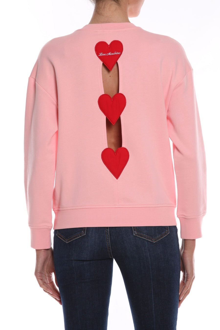 Chic Hearts Back Slit Crewneck Sweatshirt