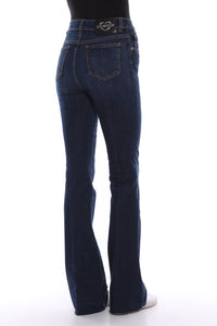 Thumbnail for Elegant Dark Blue Bell-Bottom Jeans