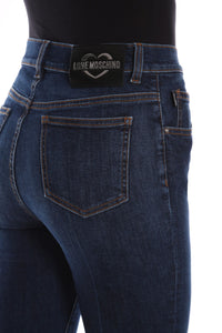 Thumbnail for Elegant Dark Blue Bell-Bottom Jeans