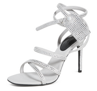 Thumbnail for Dazzling Gray Diamond Buckle Leather Sandals