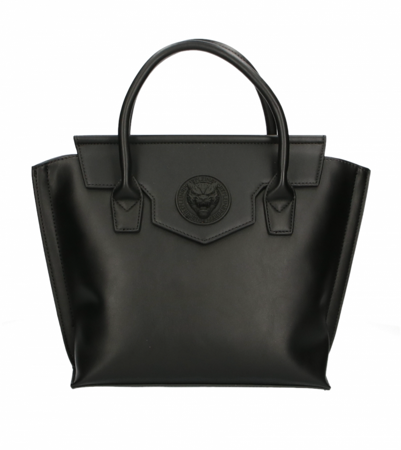 Sleek Black Tote with Chic Logo Detail