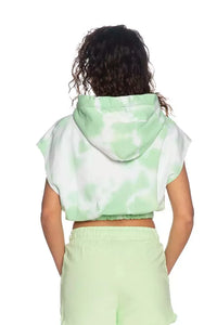 Thumbnail for Apple Green Brushed Tie-Dye Sleeveless Hoodie