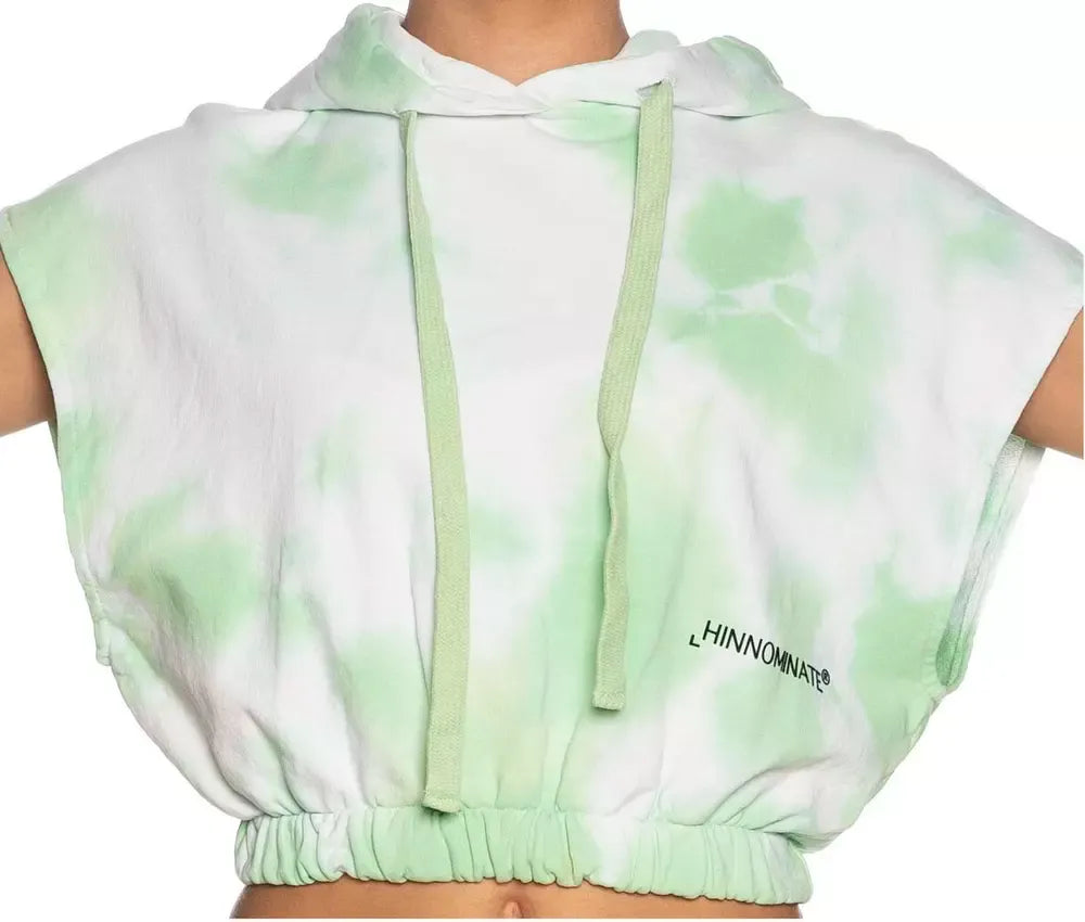 Apple Green Brushed Tie-Dye Sleeveless Hoodie