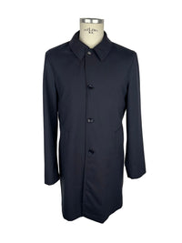 Thumbnail for Elegant Blue Virgin Wool Trench Coat