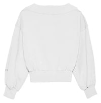 Thumbnail for Chic V-Neck Cotton Sweatshirt with Logo Sleeve