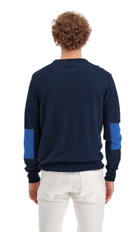 Thumbnail for Chic Crew Neck Cotton Sweater with Embroidered Logo