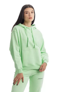 Thumbnail for Chic Green Cotton Hooded Sweatshirt